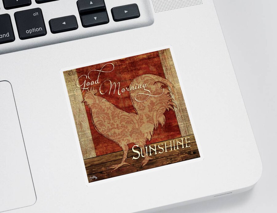 Rooster Sticker featuring the mixed media Good Morning Sunshine by Elizabeth Medley