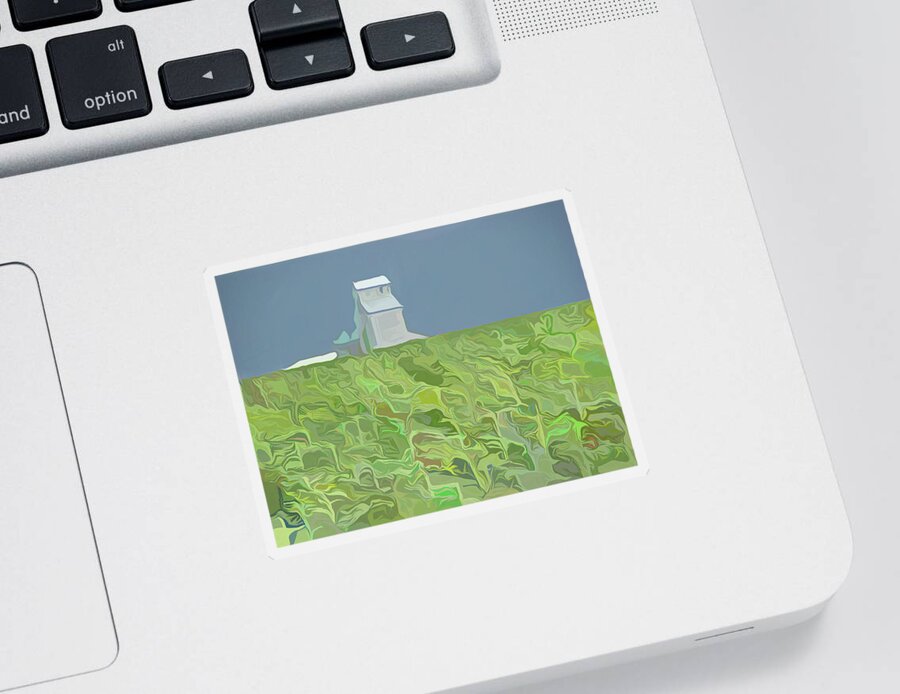 Grain Elevator Sticker featuring the digital art Grain ELevator Abstract by Cathy Anderson
