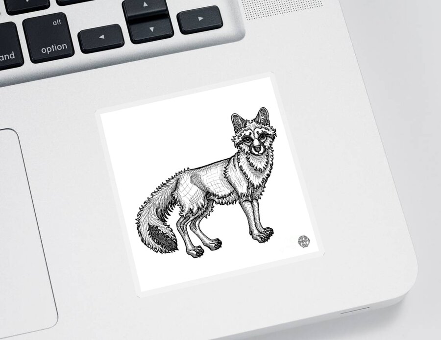 Animal Portrait Sticker featuring the drawing Gray Fox by Amy E Fraser