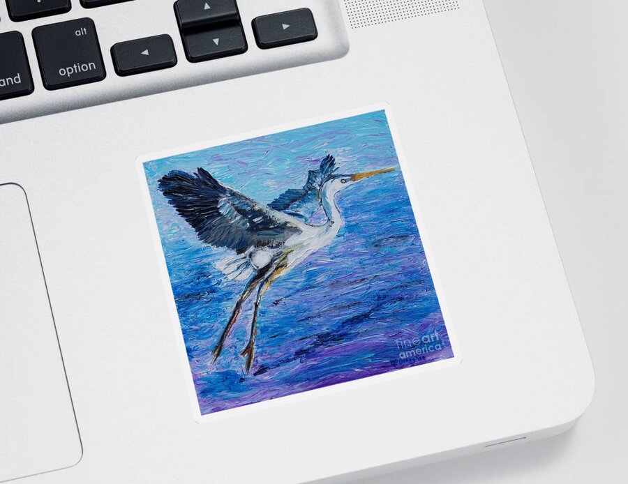 Great Blue Heron Sticker featuring the painting Great Blue Heron Impressions by Patty Donoghue