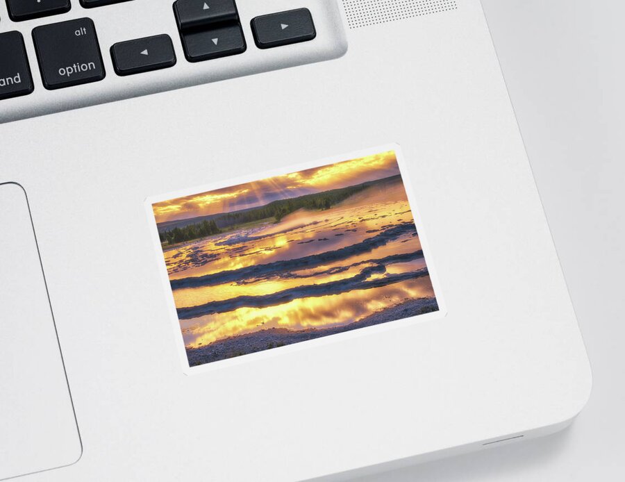Yellowstone Sticker featuring the photograph Great Fountain Sunset by Darren White