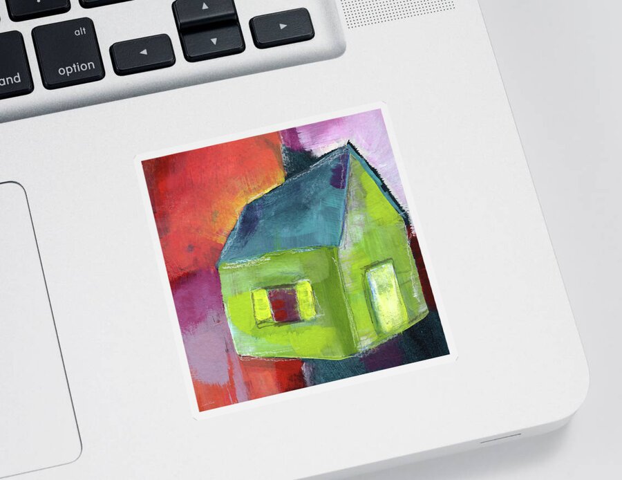 House Sticker featuring the painting Green House- Art by Linda Woods by Linda Woods
