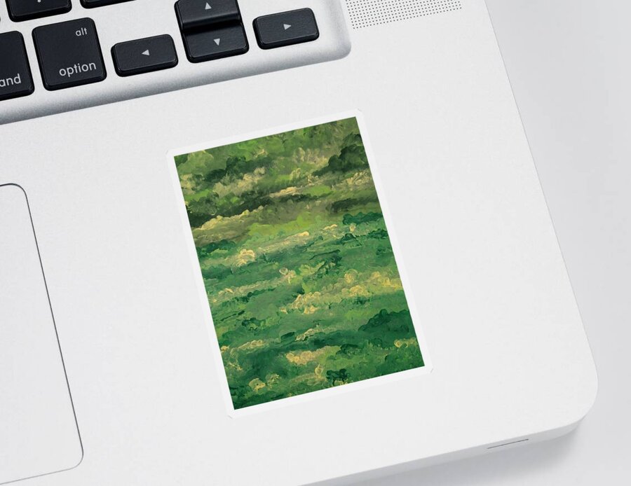 Abstract Sticker featuring the painting Green Pastures by Tina Marie Gill
