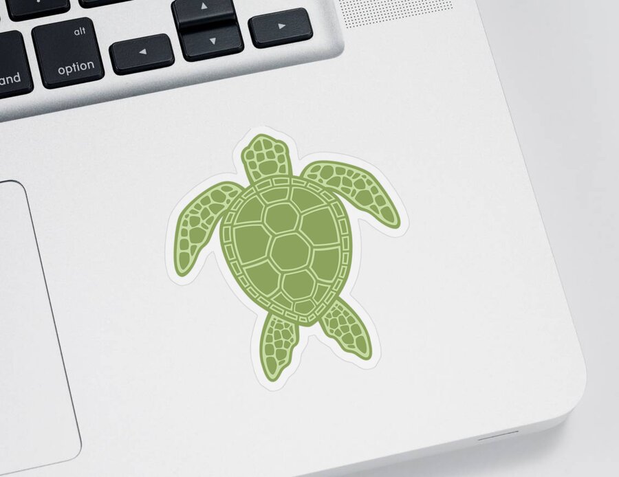 Green Sticker featuring the digital art Green Sea Turtle by John Schwegel