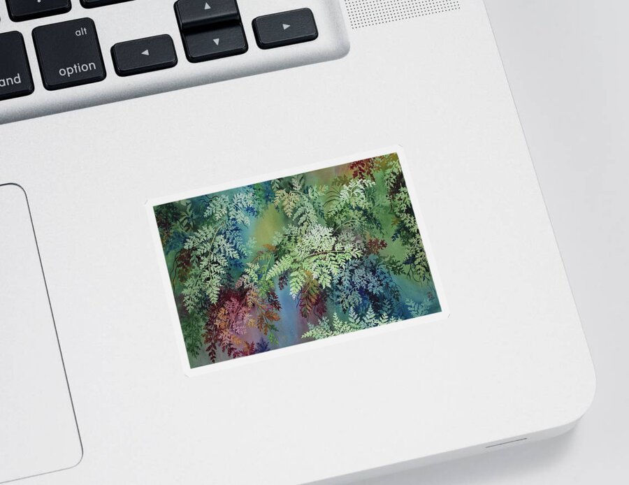 Rainforest Sticker featuring the painting Veils of Palapalai by Kelly Miyuki Kimura