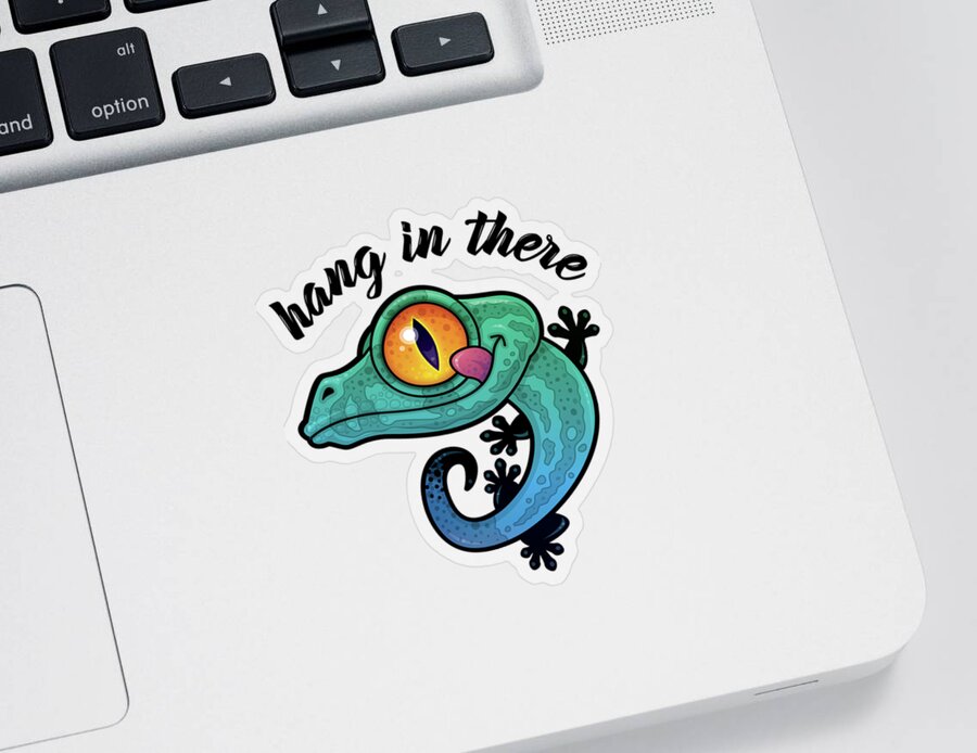 Lizard Sticker featuring the digital art Hang In There Colorful Gecko by John Schwegel