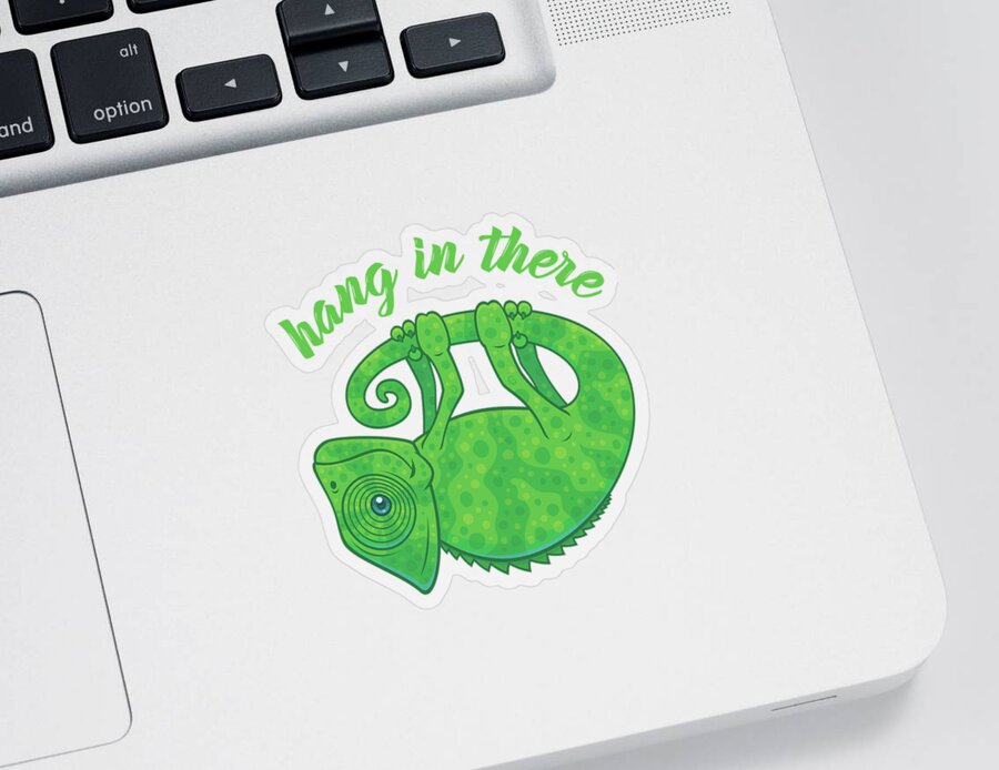 Chameleon Sticker featuring the digital art Hang In There Magical Chameleon by John Schwegel