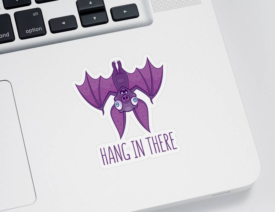 Animal Sticker featuring the digital art Hang In There Wacky Vampire Bat by John Schwegel