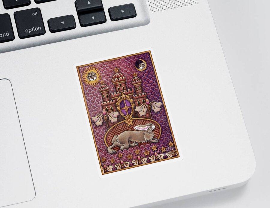 Hare Sticker featuring the painting Hare Alchemy 1 by Amy E Fraser