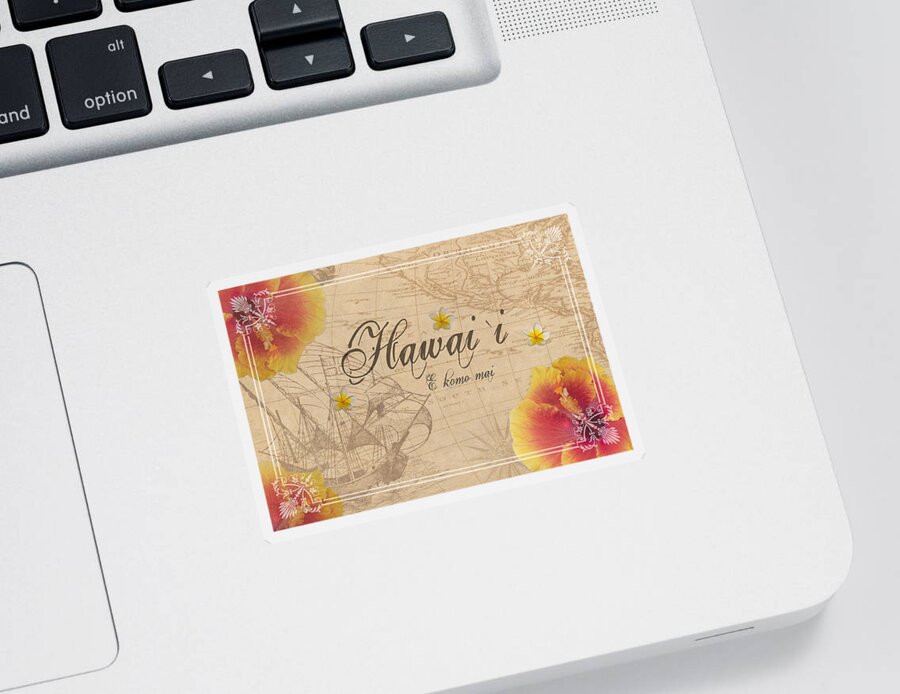 Hibiscus Sticker featuring the photograph Hawaii E Komo Mai by Alison Frank
