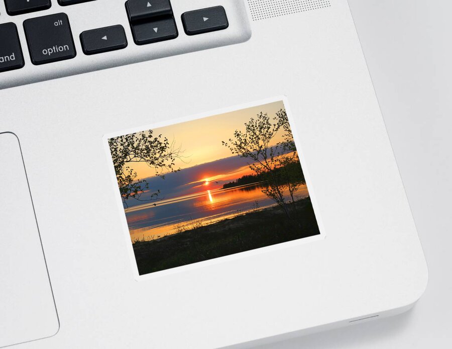 Lake Michigan. Sunset Sticker featuring the photograph Headlands Sunset by Keith Stokes