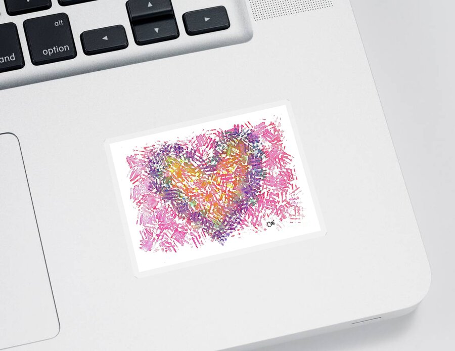 Heart 1006 Sticker featuring the digital art Heart 1006 by Corinne Carroll