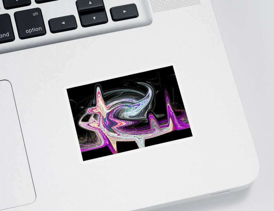 Heart Sticker featuring the digital art Heart Monitor Waveform Abstract Purple by Don Northup