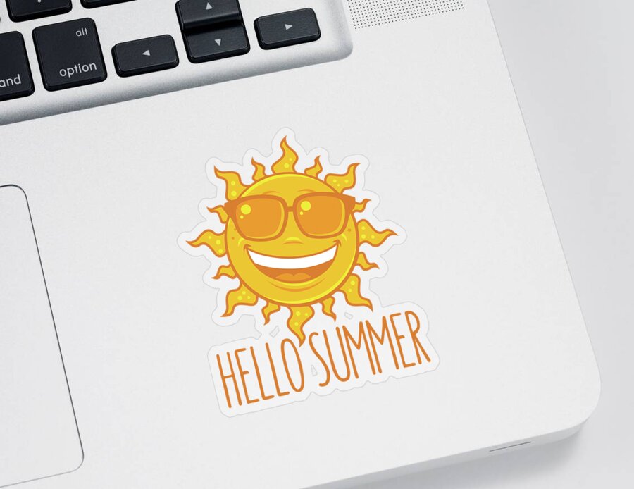 Beach Sticker featuring the digital art Hello Summer Sun With Sunglasses by John Schwegel