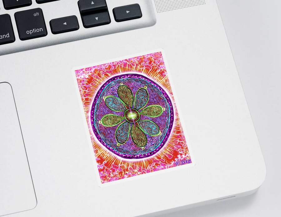 Mandala Sticker featuring the digital art Higher Ground by Angela Weddle