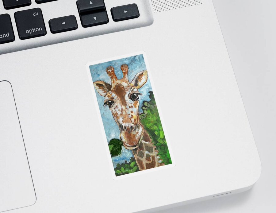 Giraffe Sticker featuring the painting Hobbes Giraffe by Tim Nyberg