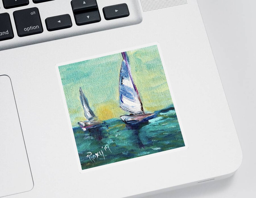 Sailing Sticker featuring the painting Horizon Sail by Roxy Rich