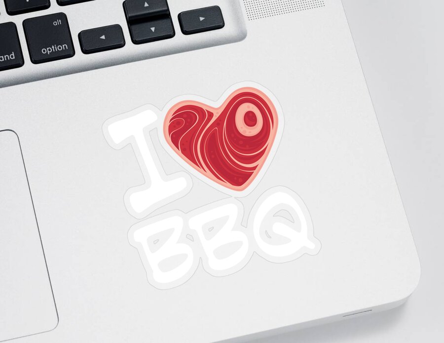 Barbecue Sticker featuring the digital art I Love BBQ - White Text Version by John Schwegel