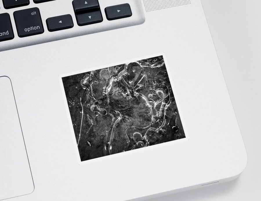 Ice Sticker featuring the photograph Ice Abstraction I BW by David Gordon