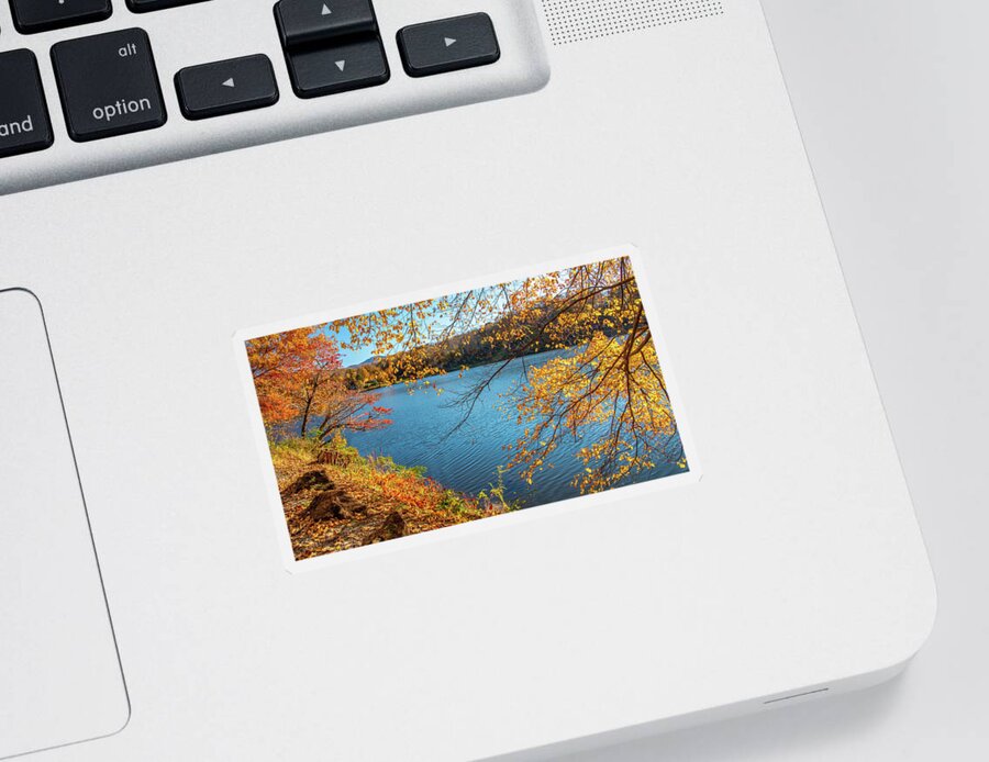Lake Sticker featuring the photograph Idyllic Autumn Afternoon by Marcy Wielfaert