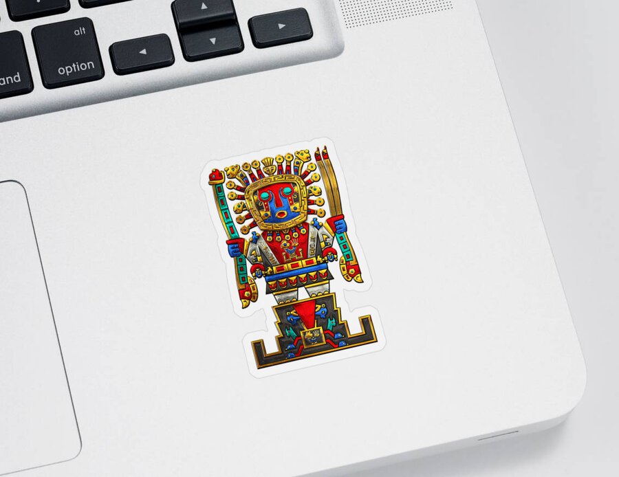 Treasures Of Pre-columbian America’ Collection By Serge Averbukh Sticker featuring the digital art Incan Gods - The Great Creator Viracocha on Black Canvas by Serge Averbukh