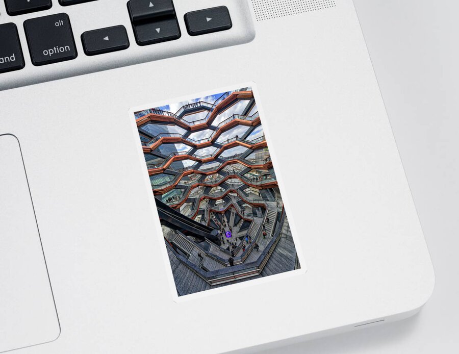 Hudson Yards Sticker featuring the photograph Inside the Hudson Yards Vessel NYC by Susan Candelario