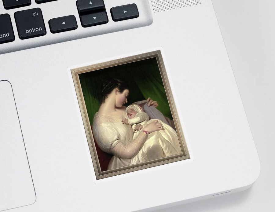 Elizabeth Sant Sticker featuring the painting James Sant's Wife Elizabeth With Their Daughter Mary Edith by James Sant by Rolando Burbon