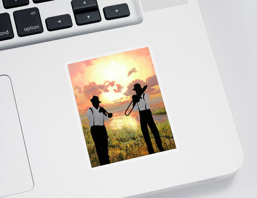 Jazz Sticker featuring the painting Jazz Al Tramonto by Guido Borelli