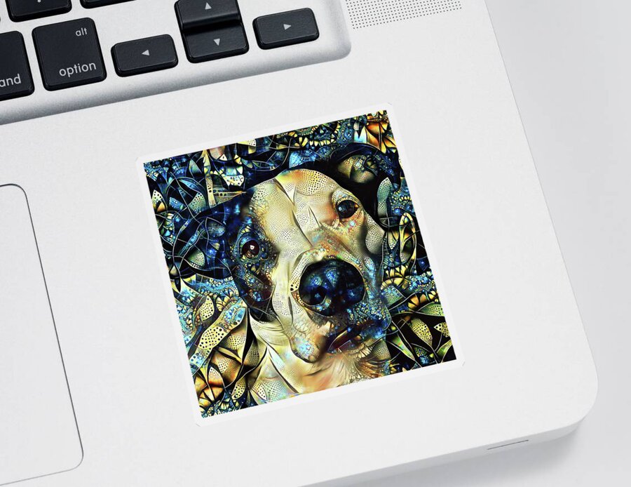 Staffordshire Terrier Sticker featuring the digital art Joshua the Staffordshire Terrier Great Dane Cross by Peggy Collins