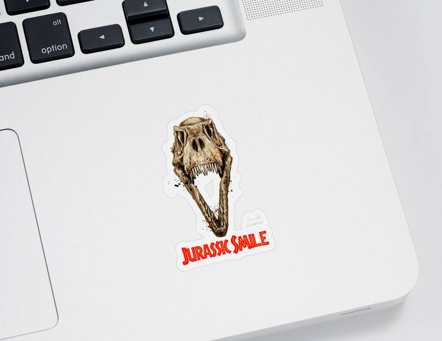 Sci-fi Sticker featuring the digital art Jurassic Smile red by Andrea Gatti