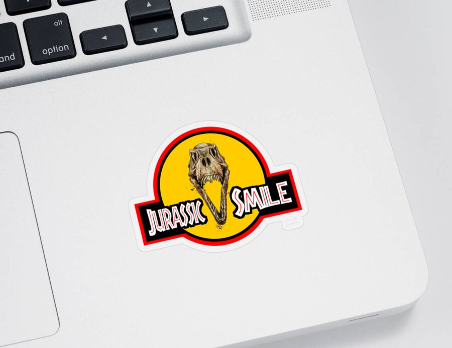 Sci-fi Sticker featuring the digital art Jurassic Smile Skull by Andrea Gatti