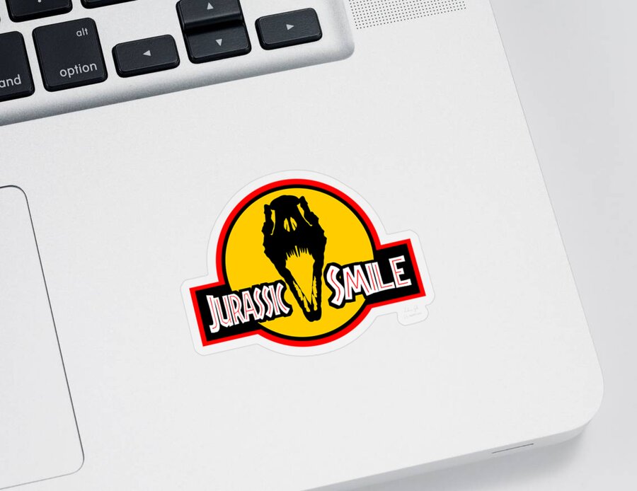 Sci-fi Sticker featuring the digital art Jurassic Smile Skull logo by Andrea Gatti