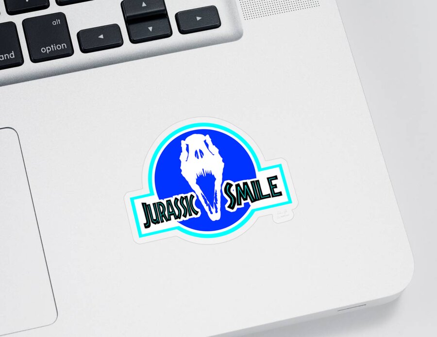 Sci-fi Sticker featuring the digital art Jurassic Smile Skull logo inv by Andrea Gatti