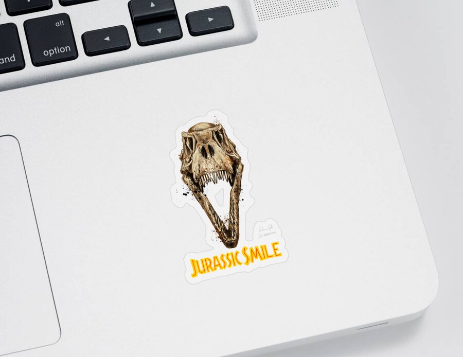 Sci-fi Sticker featuring the digital art Jurassic Smile yellow by Andrea Gatti