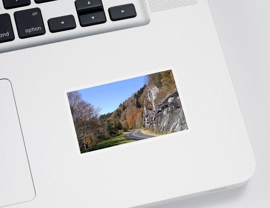 Blue Ridge Parkway Sticker featuring the photograph Just Around the Bend by Allen Nice-Webb
