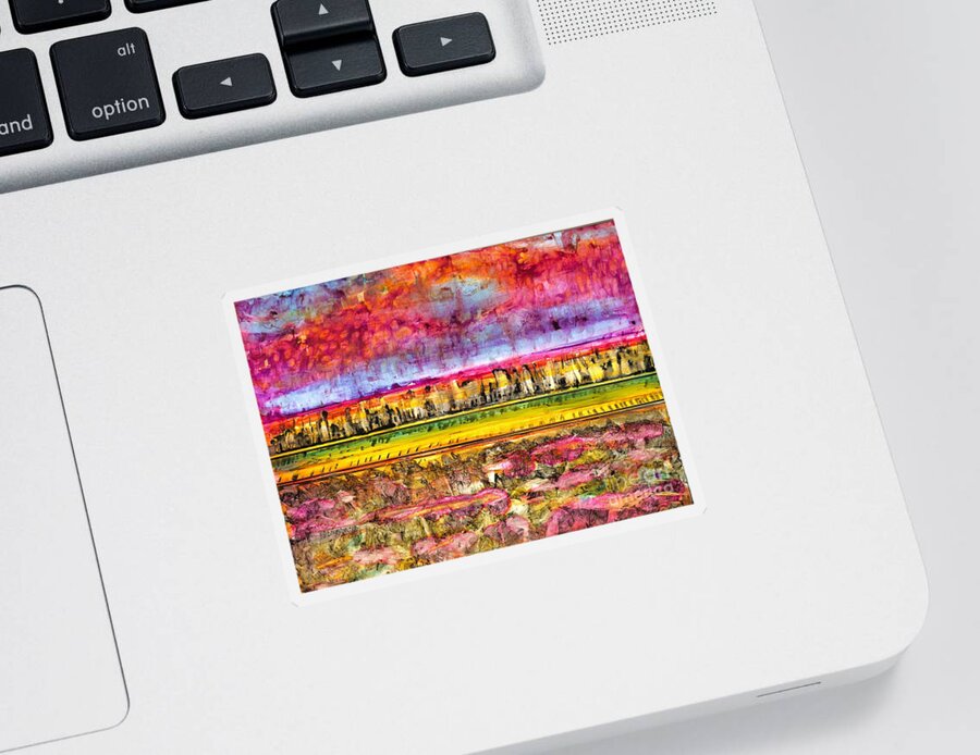 Abstract Sticker featuring the painting Kansas Plains Abstract Painting by Patty Donoghue