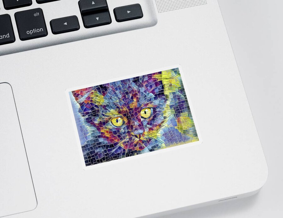 Kitten Sticker featuring the digital art Kitten Mosaic by Don Northup