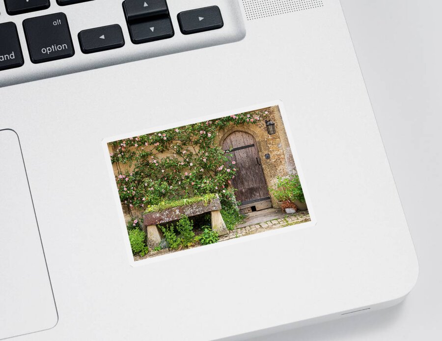 3scape Sticker featuring the photograph Lacock Abbey Courtyard Door by Adam Romanowicz