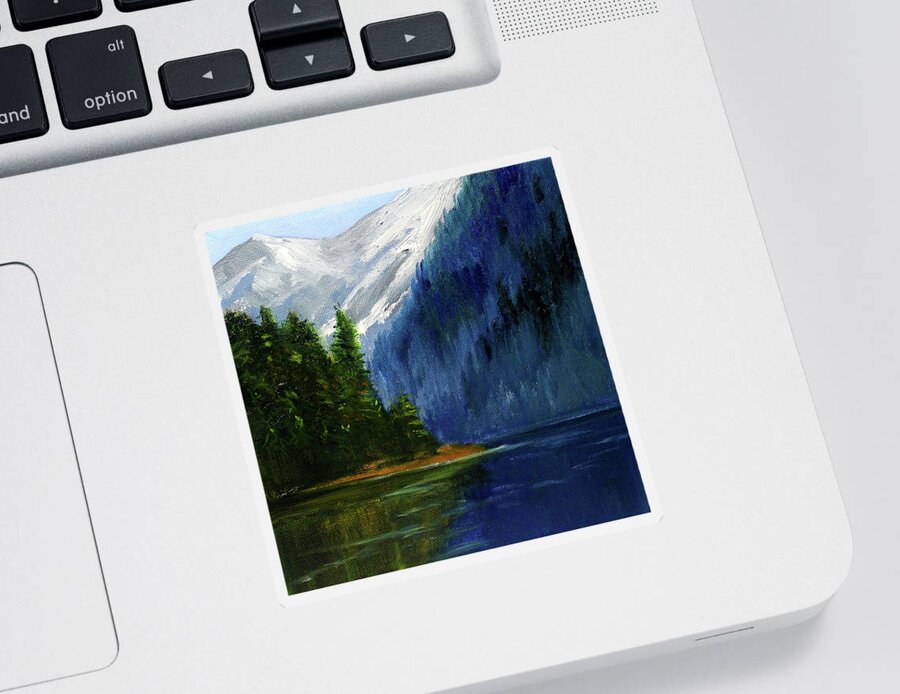 Mountain Lake Sticker featuring the painting Lake in the Mountains by Nancy Merkle