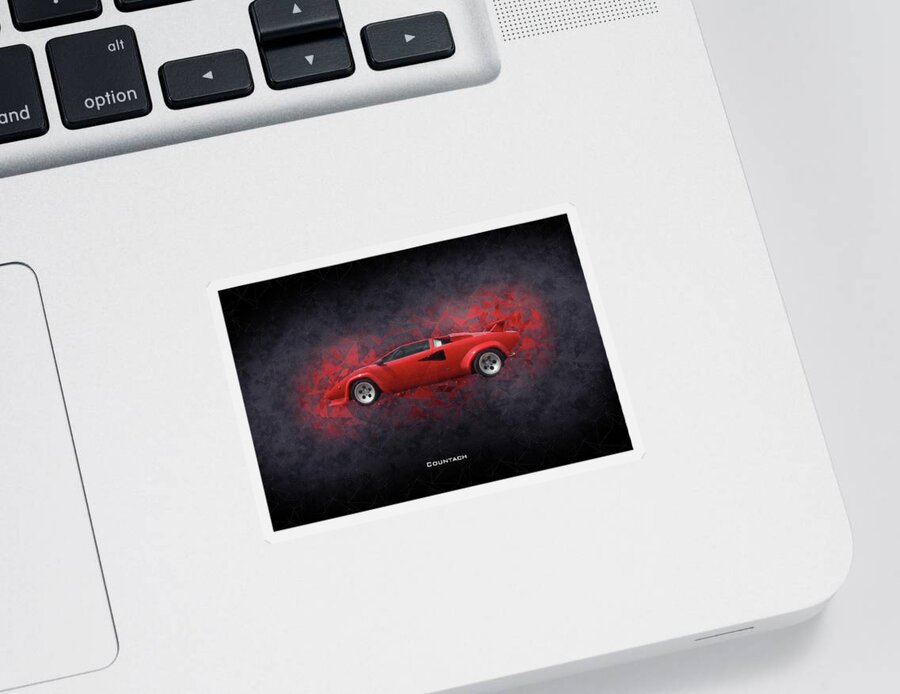 Lamborghini Countach Sticker featuring the digital art Lamborghini Countach by Airpower Art