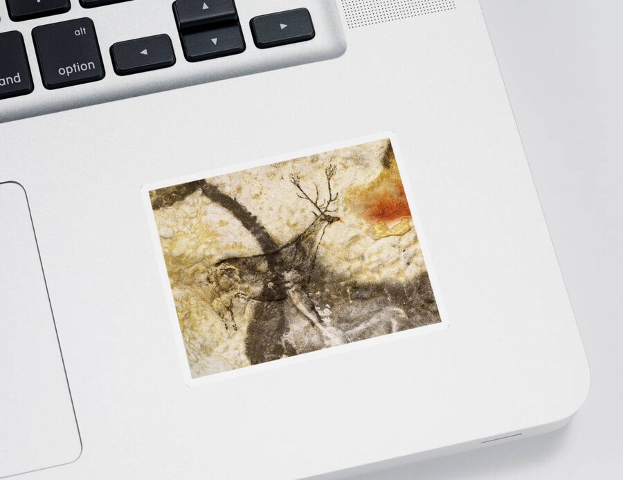Lascaux Sticker featuring the digital art Lascaux Hall of the Bulls - Jumping Deer by Weston Westmoreland