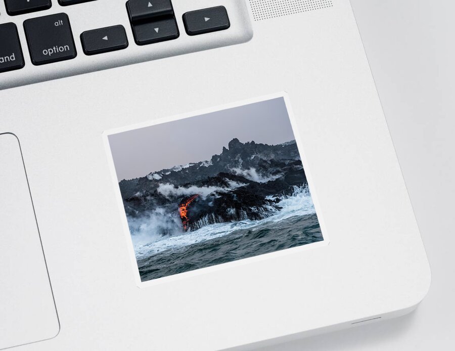 Lava Sticker featuring the photograph Lava Entering the Sea II by William Dickman