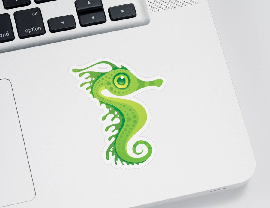 Seahorse Sticker featuring the digital art Leafy Sea Dragon Seahorse by John Schwegel
