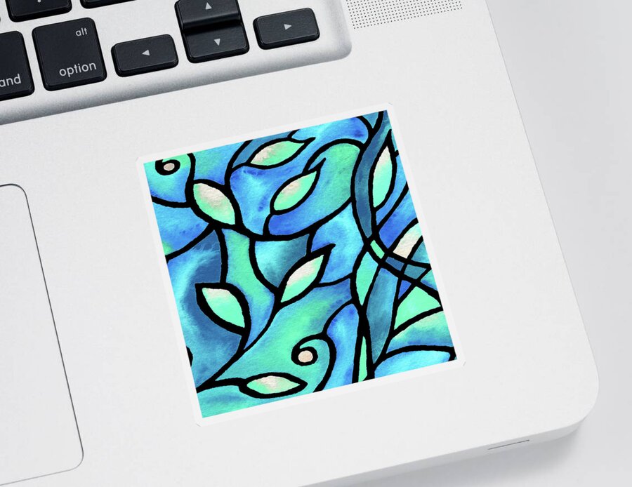 Nouveau Sticker featuring the painting Leaves And Curves Art Nouveau Style IX by Irina Sztukowski