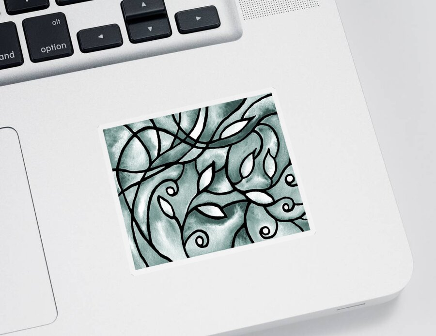 Nouveau Sticker featuring the painting Leaves And Curves Art Nouveau Style VII by Irina Sztukowski