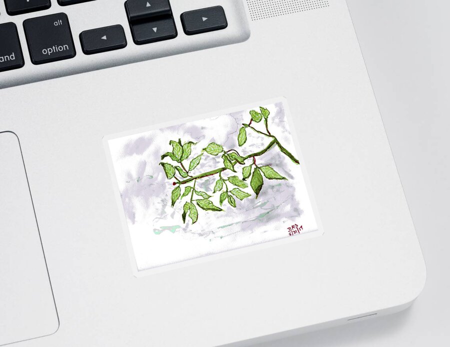 Leaves Sticker featuring the painting Leaves by Branwen Drew