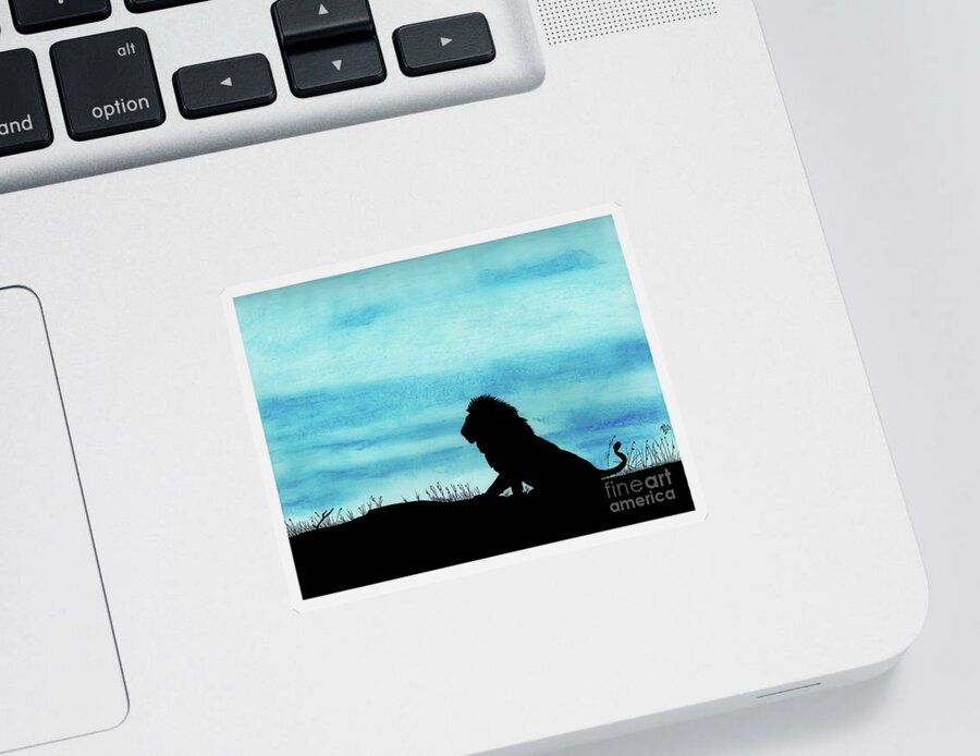 Lion Sticker featuring the drawing Leo At Sunset by D Hackett