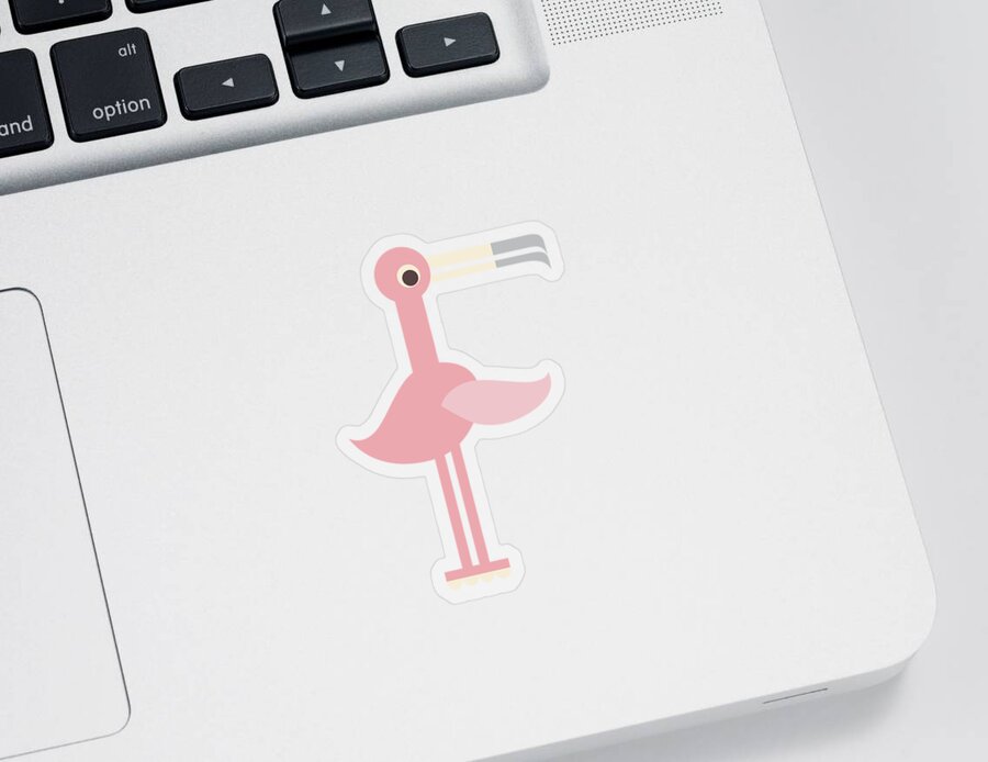 Animal Alphabet Sticker featuring the digital art Letter F - Animal Alphabet - Flamingo Monogram by Jen Montgomery