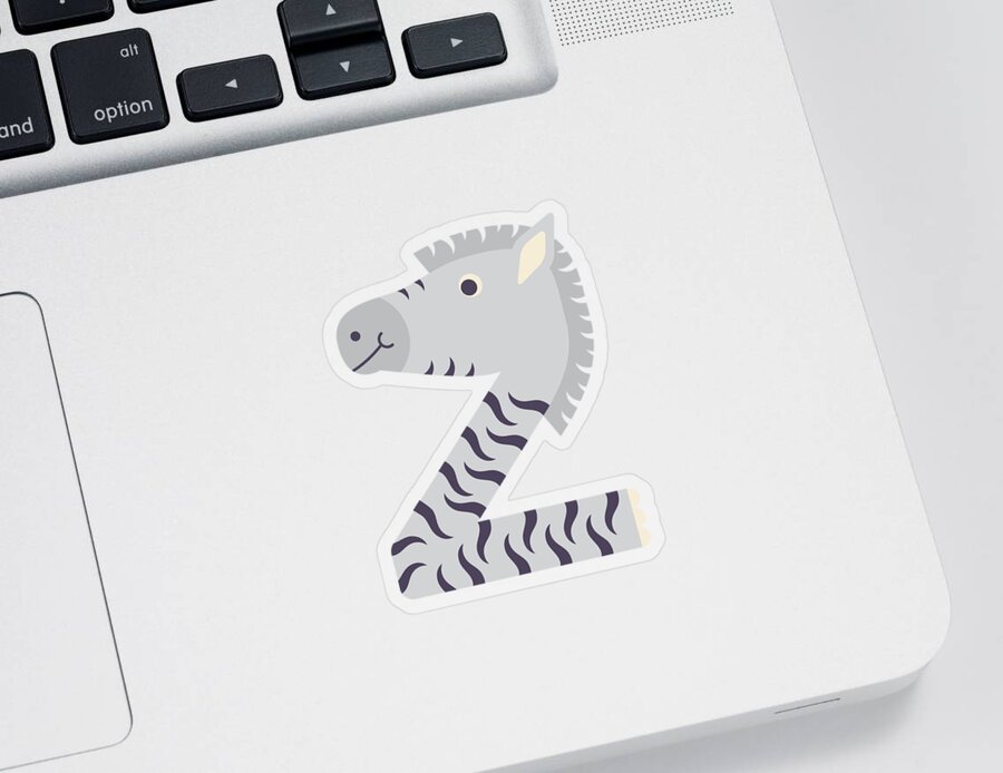 Animal Alphabet Sticker featuring the digital art Letter Z - Animal Alphabet - Zebra Monogram by Jen Montgomery