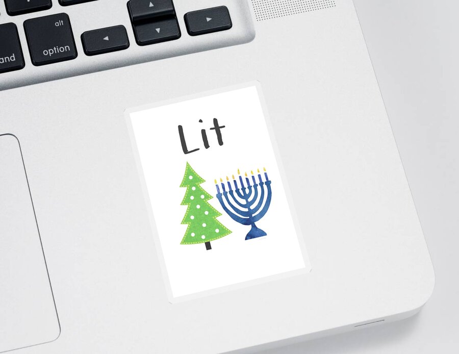 Christmas Sticker featuring the digital art Lit Christmas And Hanukkah- Art by Linda Woods by Linda Woods